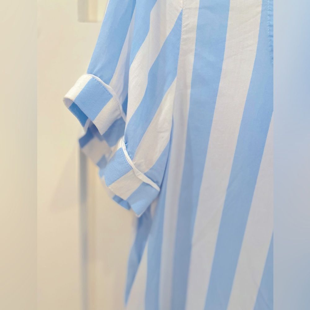 NWOT SHADY LADY SHORT SLEEVE PAJAMA/ LOUNGE TOP BLUE/WHITE STRIPES SIZE LARGE - Picture 4 of 16